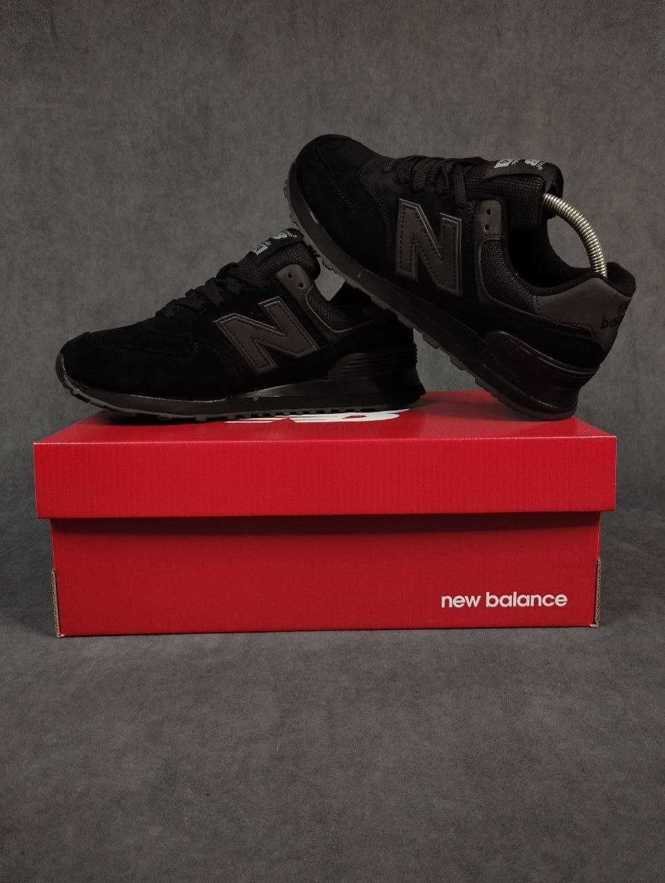 Чоловічі замшеві кросівки New Balance 574 чорні нюбеленс 574 реф. N