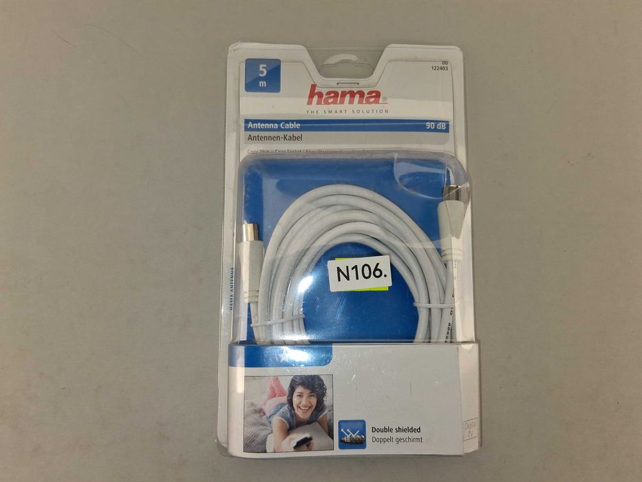N106 Kabel Antenowy 5 m Hama Koax Wtyczka Gniazdo 90 dB