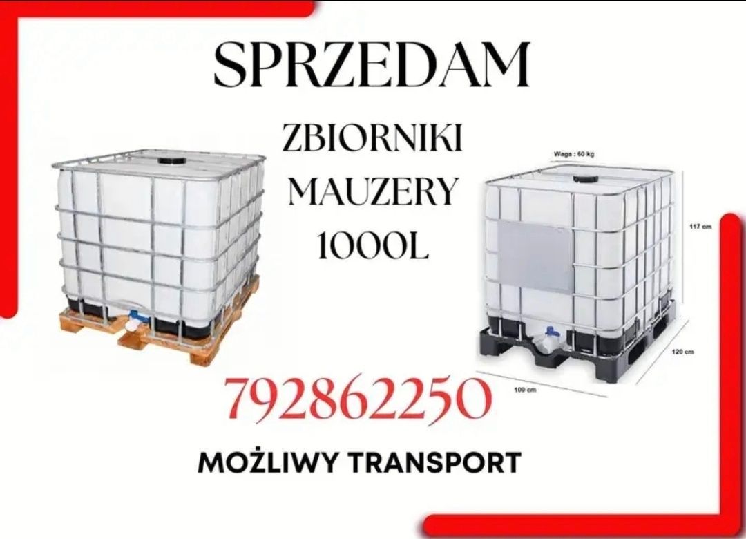 Zbiorniki mauzery 1000 litrów z zaworem