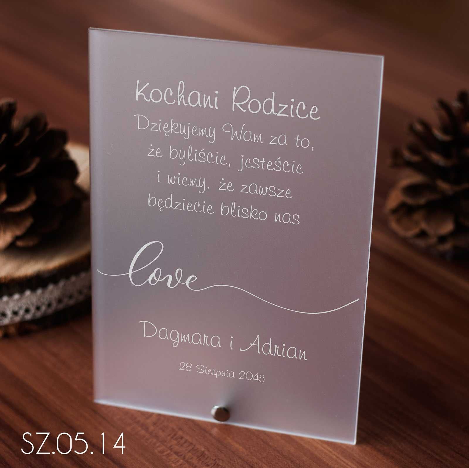 Akrylowe statuetki podziękowanie dla rodziców, świadka, starosty ślub