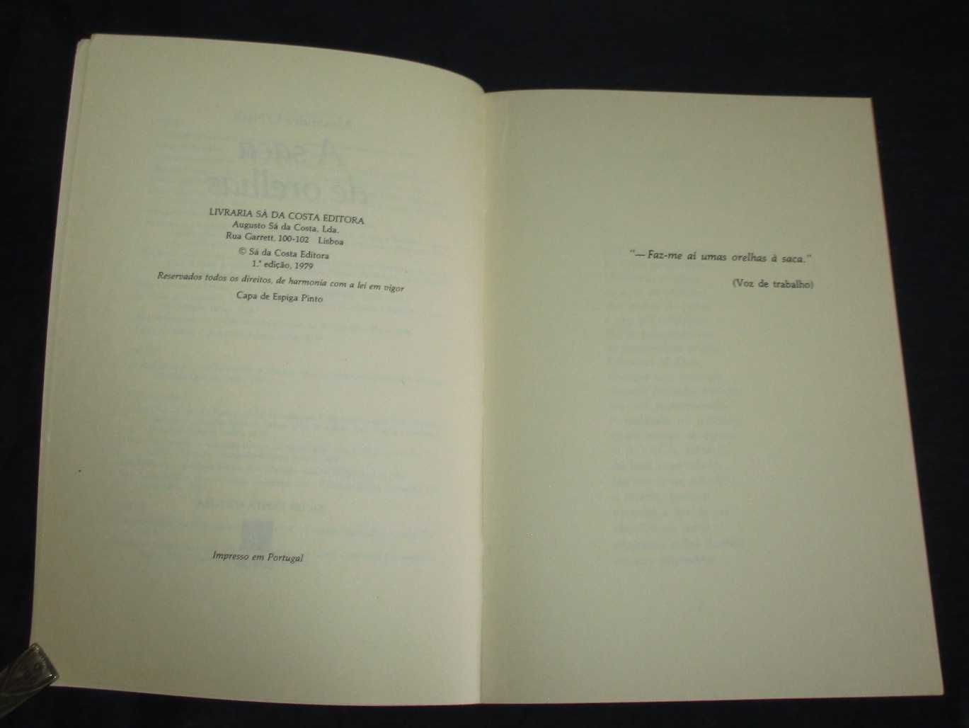 Livro A Saca de Orelhas Alexandre O'Neill 1ª edição 1979