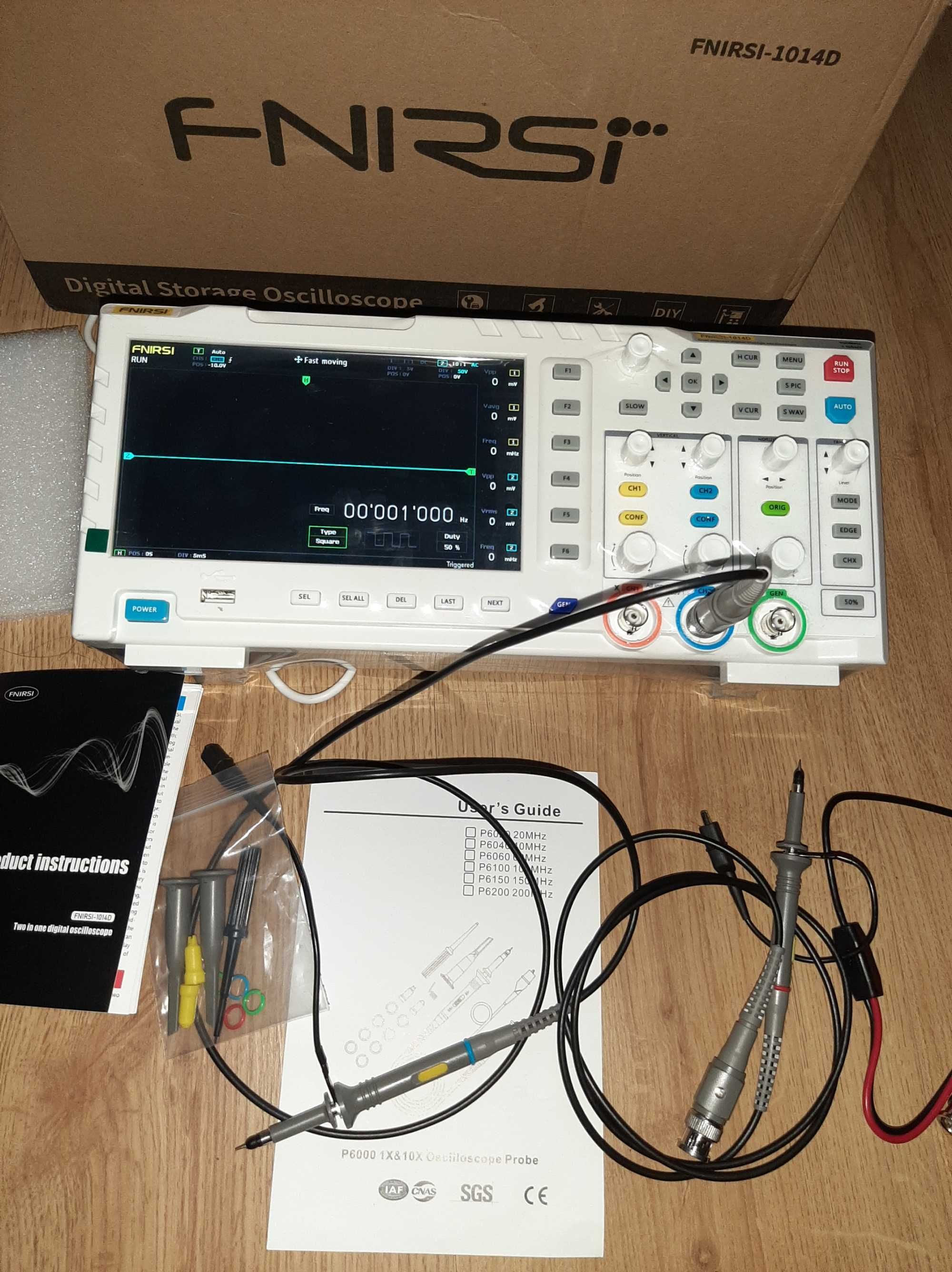 Осциллограф FNIRSI-1014D Двухканальный 100МГцх2 генератор сигналов 1Гс