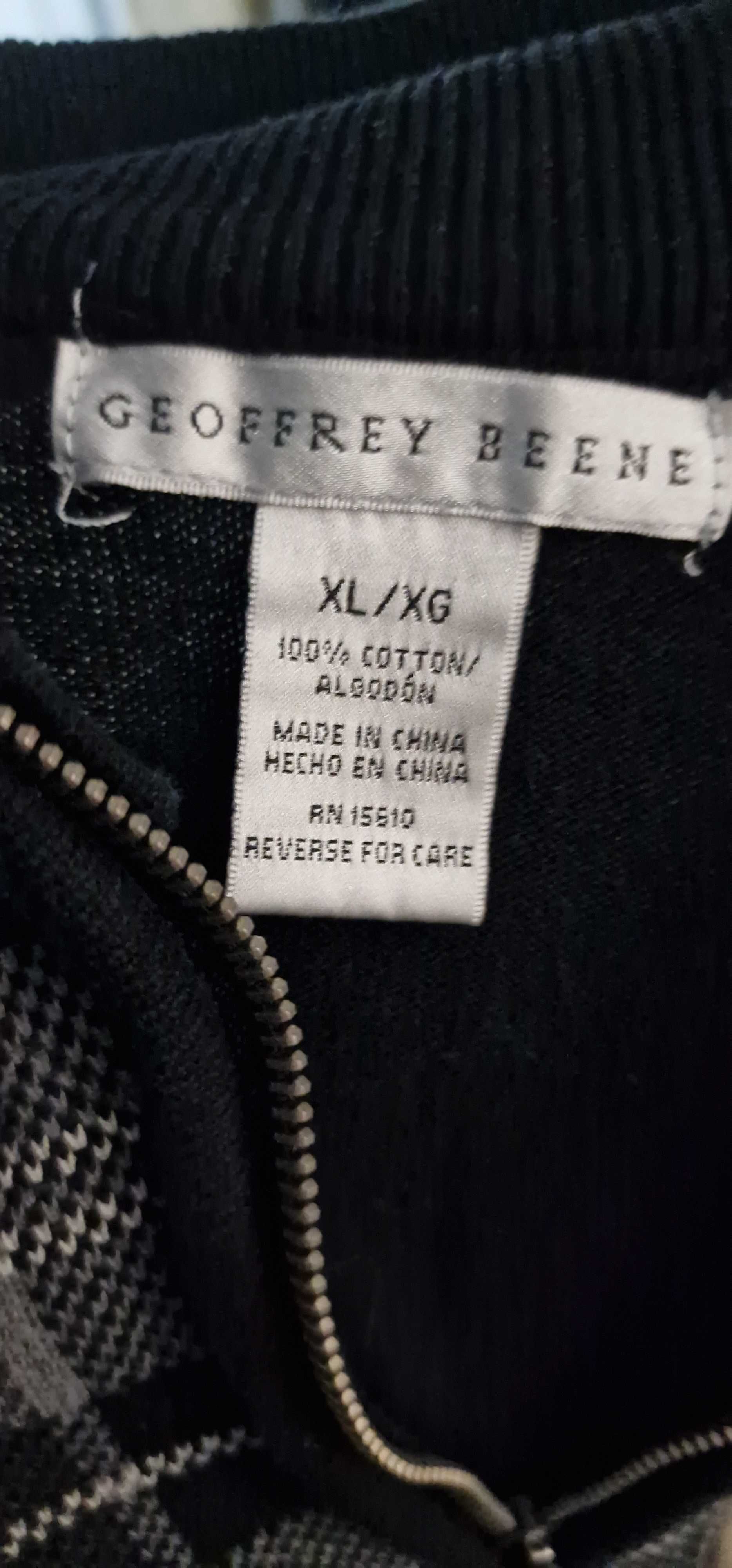 Dziadkowy Swetr Sweter w Kratę Crewneck zapinany XL Geoffrey Beene