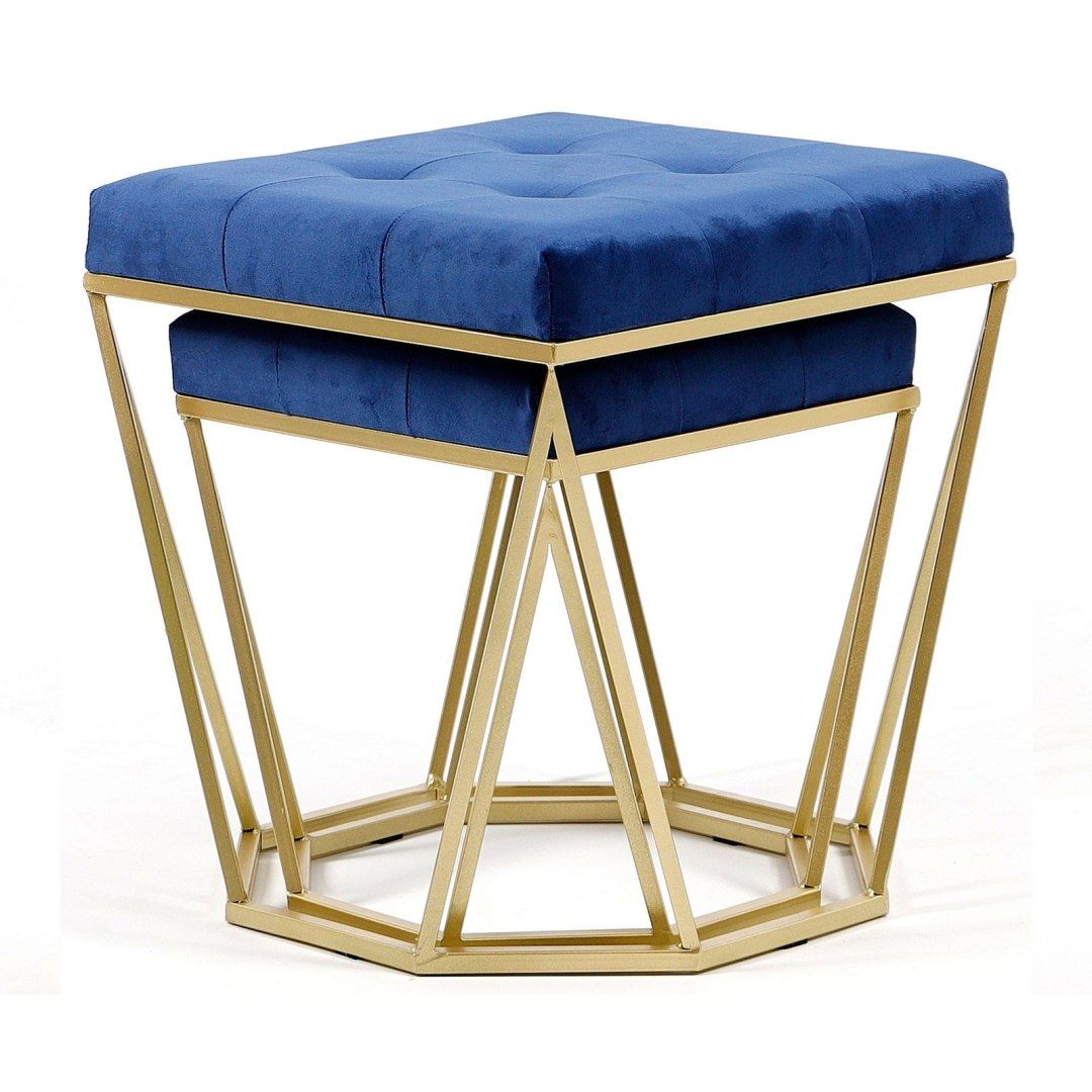 Siedzisko  pufa krzesło taboret oktana s/2 niebieski/zł h=37/45cm
