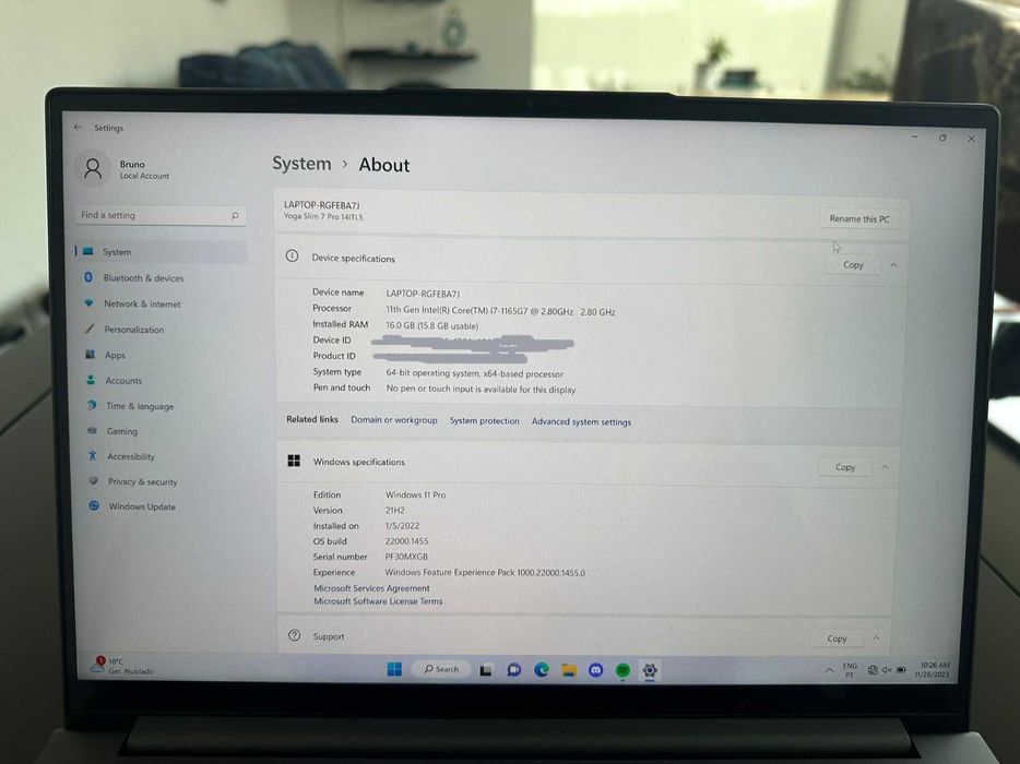 Lenovo Yoga Slim 7 Pro - i7, 16GB, 1TB, 2.8K 90Hz, NVIDIA MX450