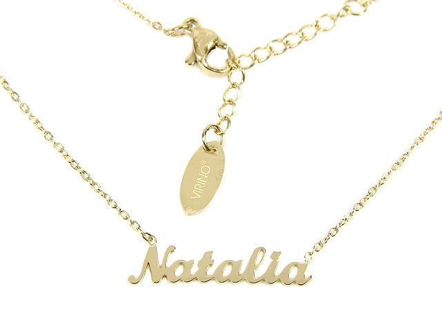 Naszyjnik stal chirurgiczna imię NATALIA celebrytka złota 316L N000