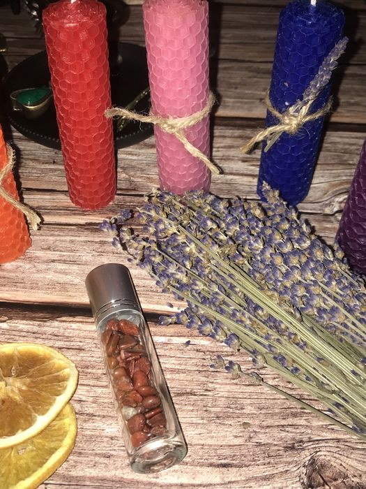 Buteleczka z kryształami na olejek Magia Jaspis Czerwony Tarot Magia