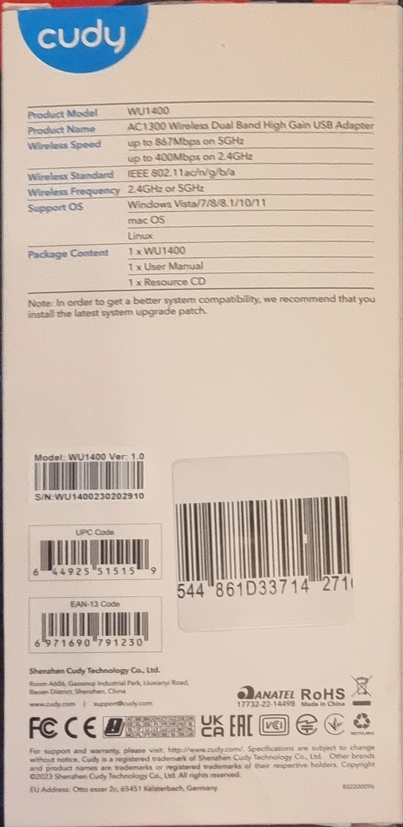 Wifi Adapter Wireless cudy AC1300