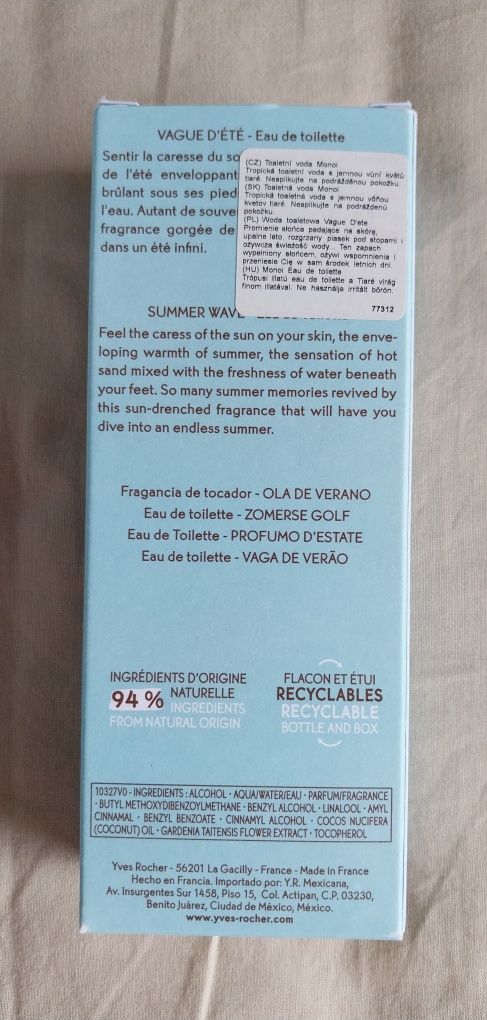 Woda toaletowa Monoi Vague d'ete 100ml Yves rocherr