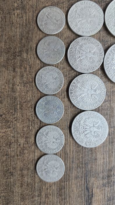 Lot Srebrnych monet z II RP Piłsudski Głowa Kobiety