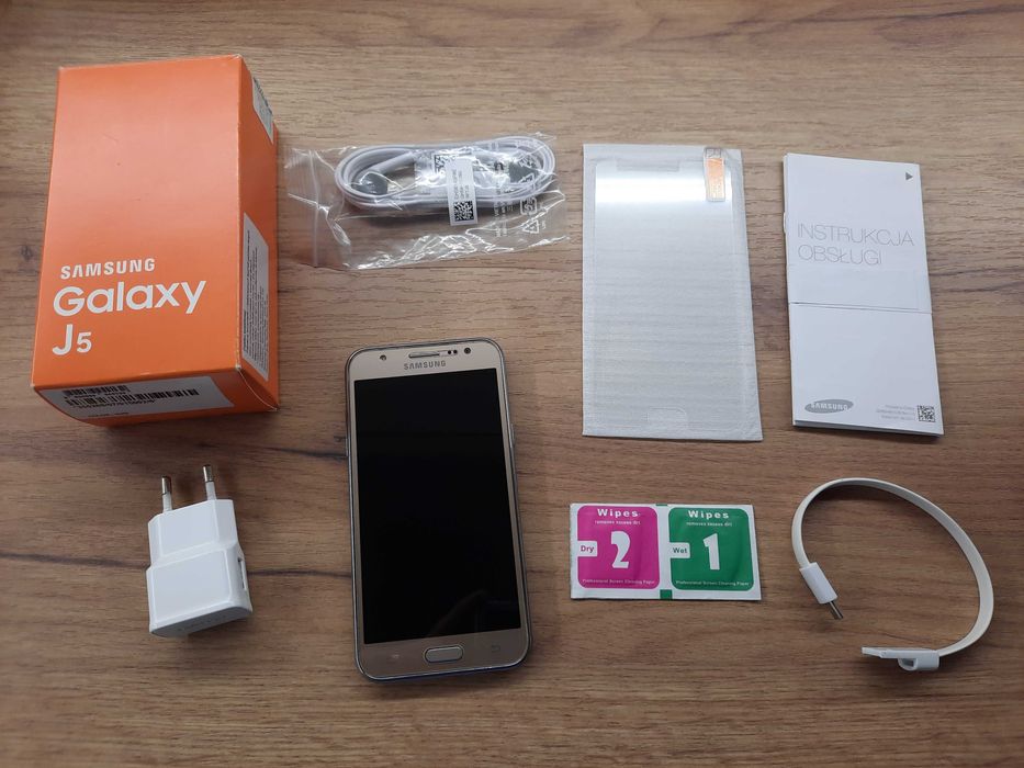 Samsung Galaxy J5 SM-J500FN + ładowarka słuchawki nowe szkło hartowane