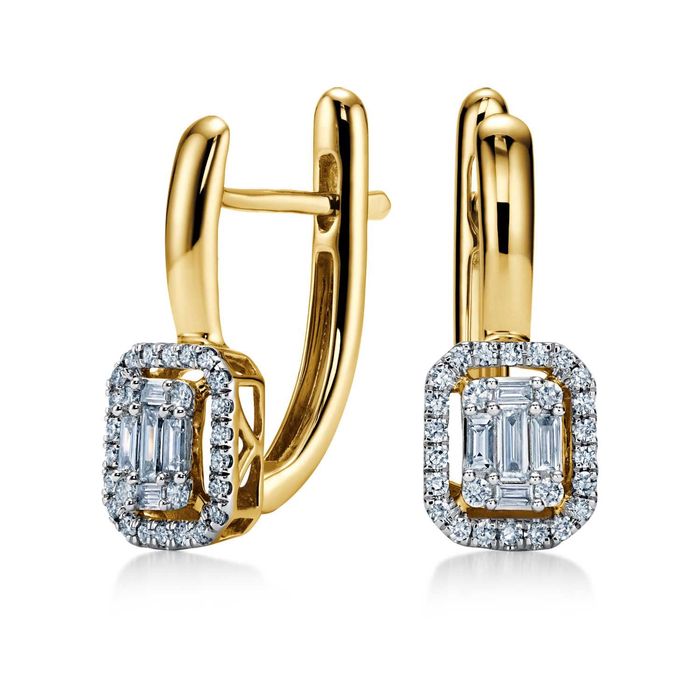 Złote kolczyki z Diamentami Próba 585 Angielskie Zapięcie Sklep