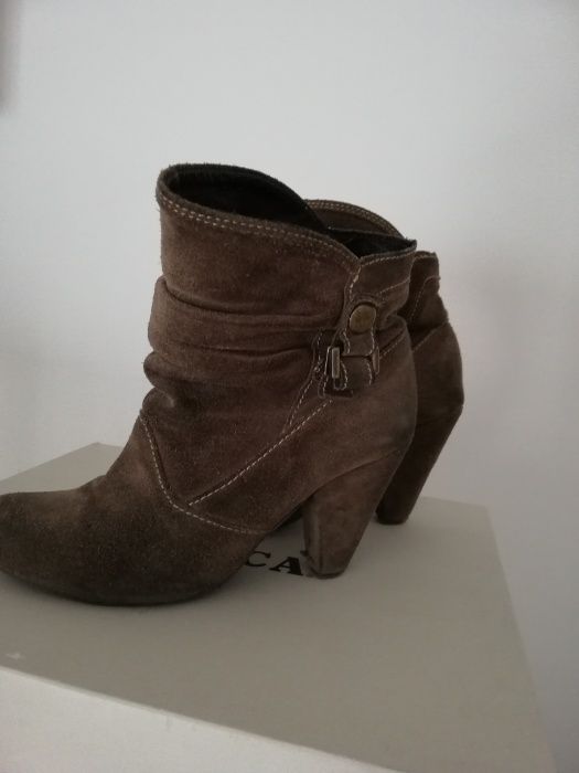 Botas camurça/pele caqui n.37 - Bianca