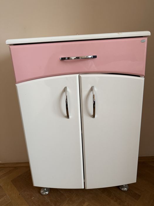 Тумбочка у ванну кімнату Aqua Rodos біло-рожева