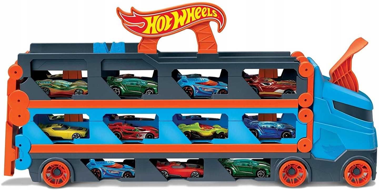 hot wheels transporter zestaw dla dzieci 2w1 tor wyścigowy mattel city