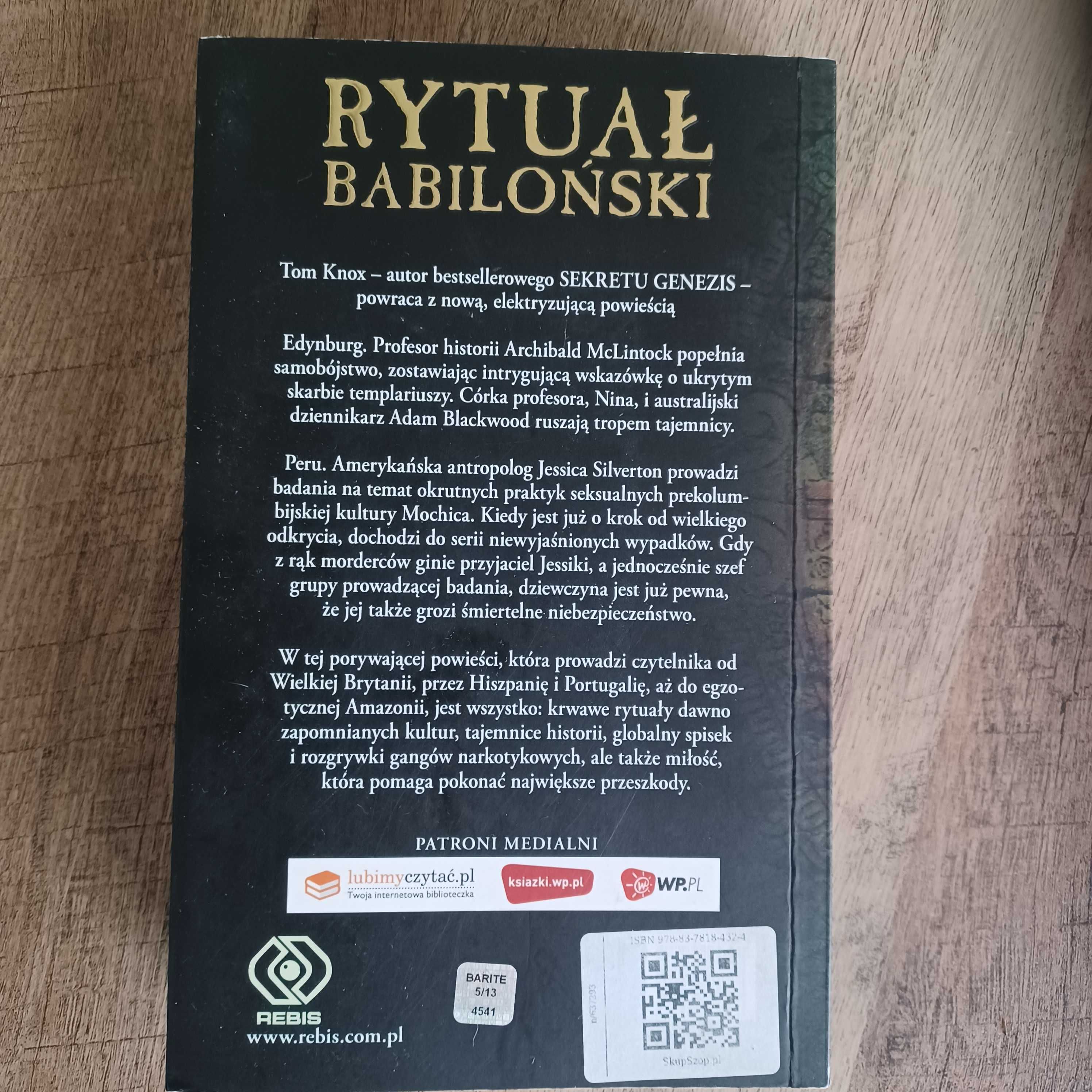 Rytuał babiloński Tom Knox powieść, książka przygoda