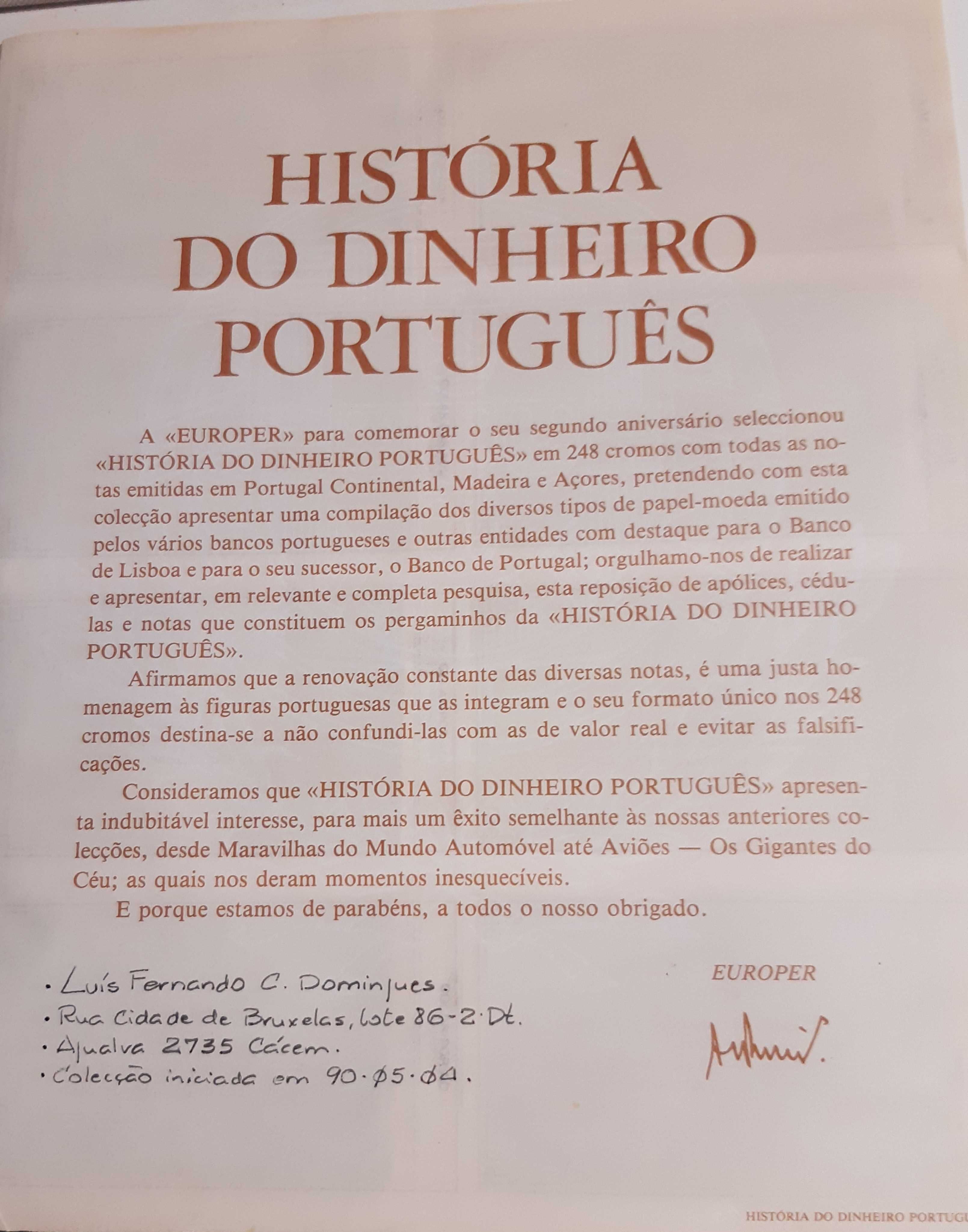 Caderneta de Cromos "História do Dinheiro Português"