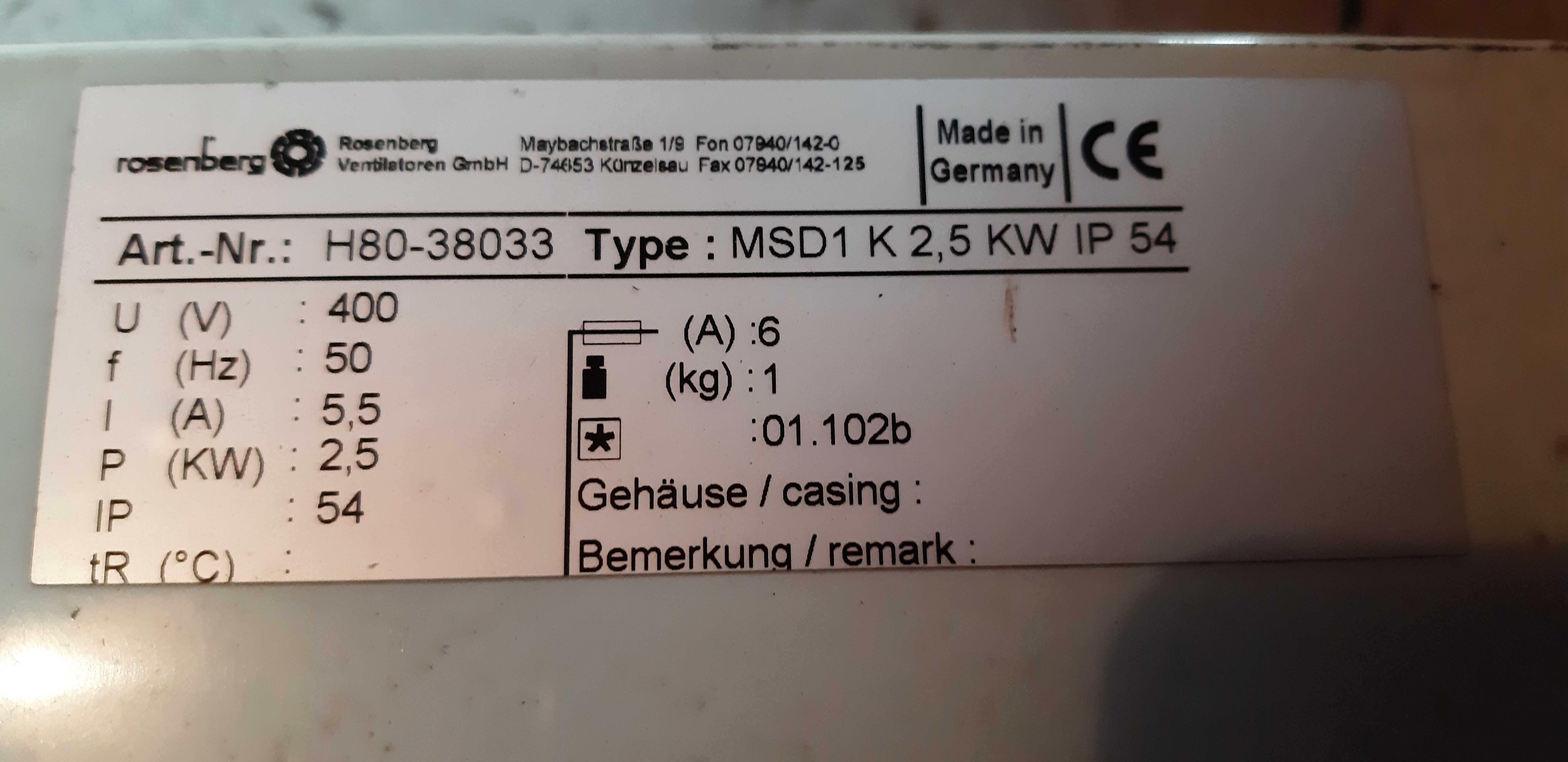 Przekaźnik ochrony termicznej MSD1 K2,5KW Rosenberg