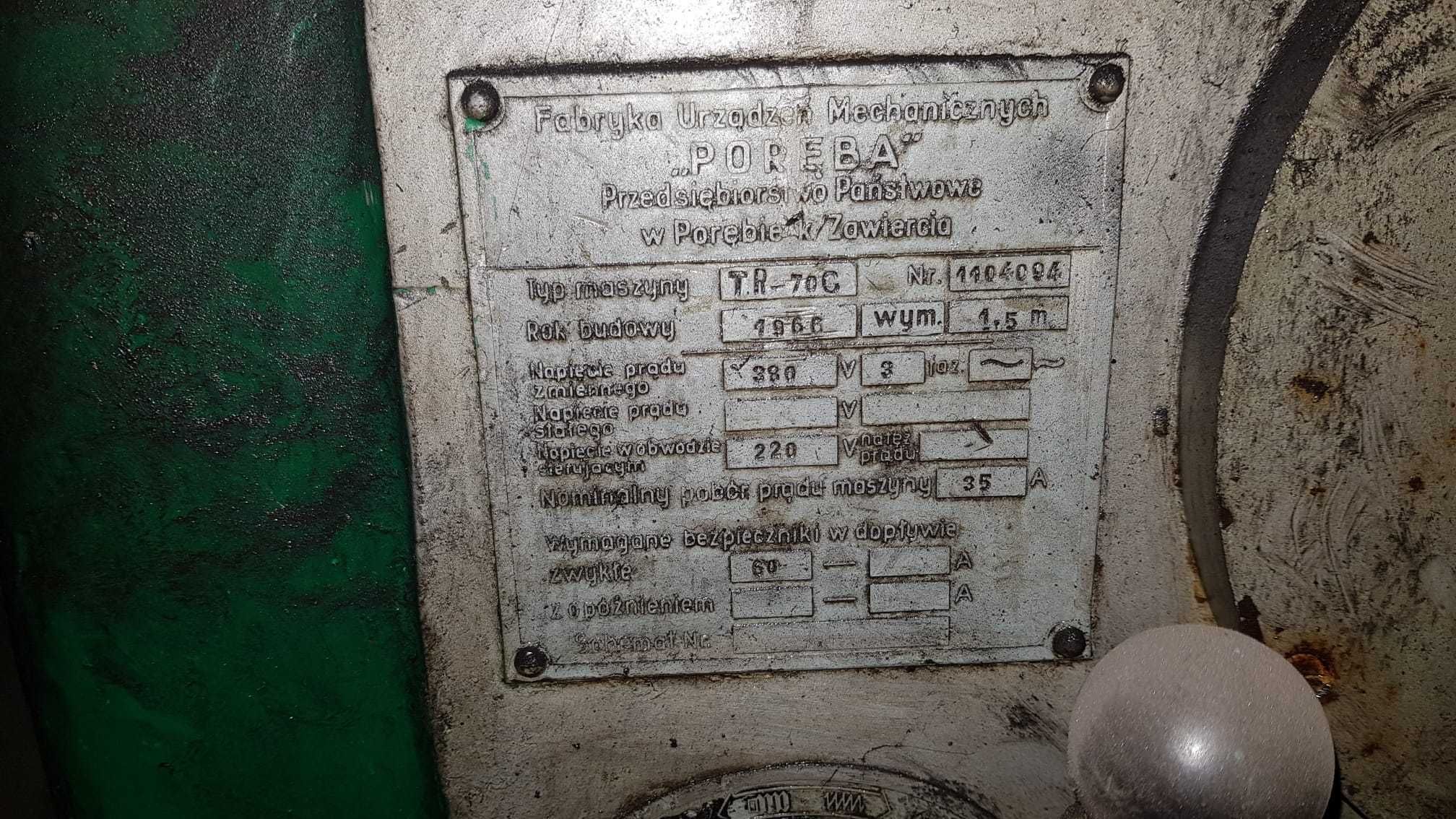 Tokarka Poręba TR70C TR 70C Sprawna Duża średnica toczenia