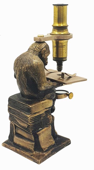 Brass reproduction of a “monkey microscope”