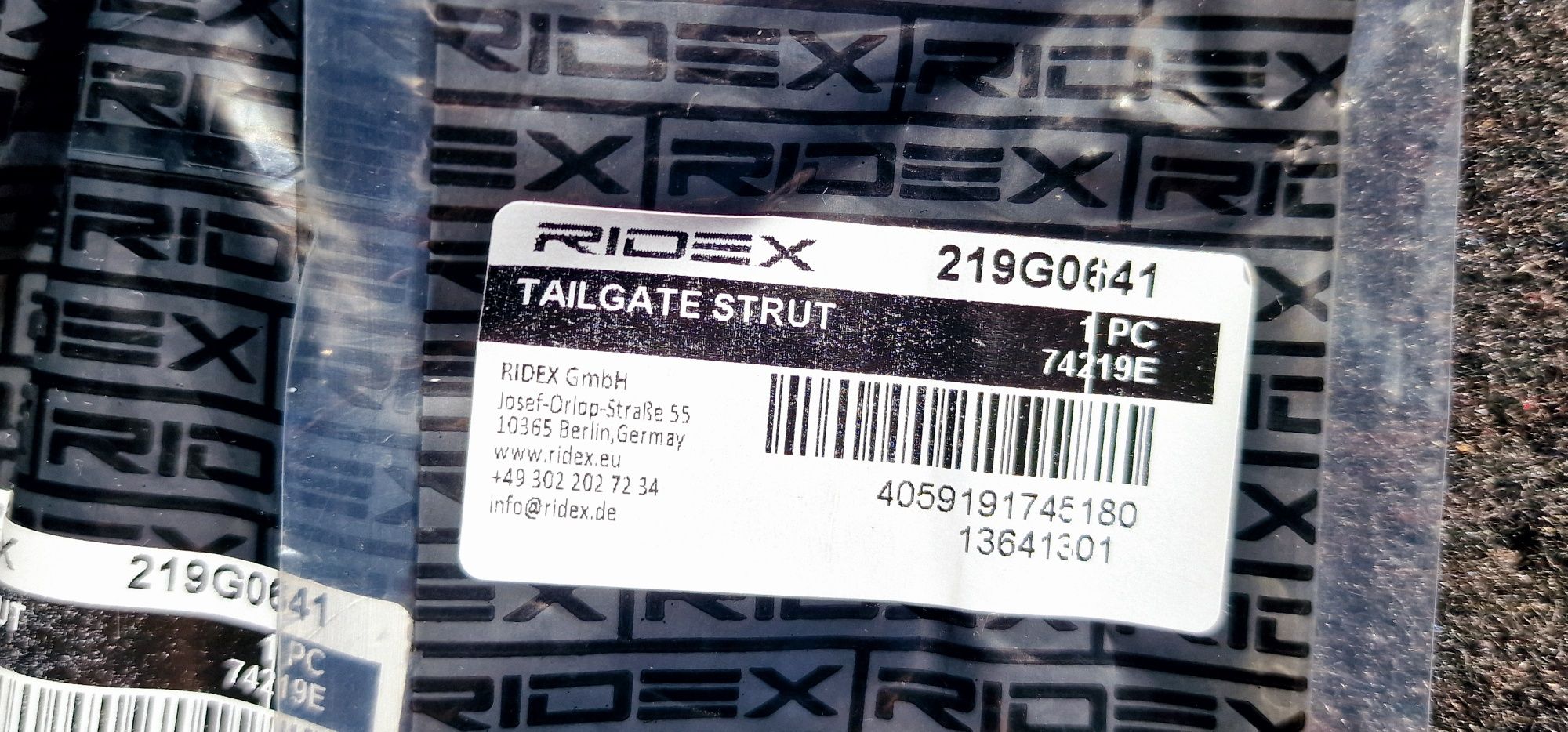 Amortecedor de porta-bagagens RIDEX 219G0641 . 2 unidades