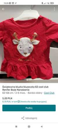 Bluzeczka bluzka świąteczna cool club 62