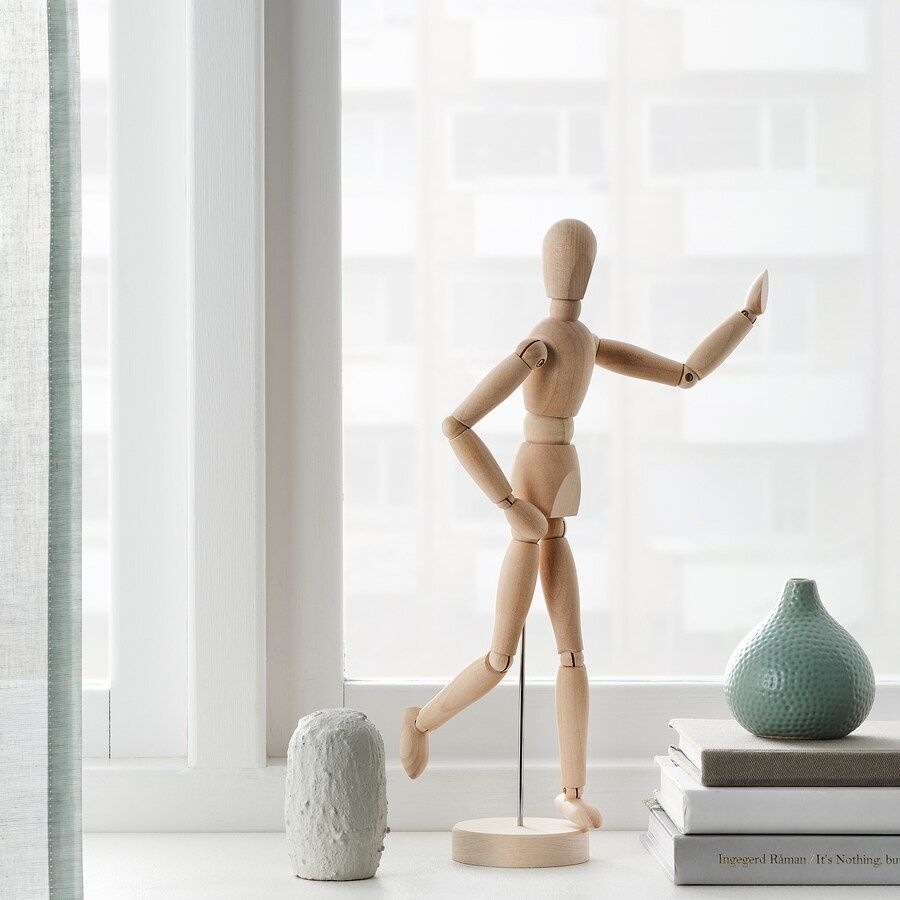 ikea gestalta ludzik drewniany naturalny artystyczny ruchomy stojący