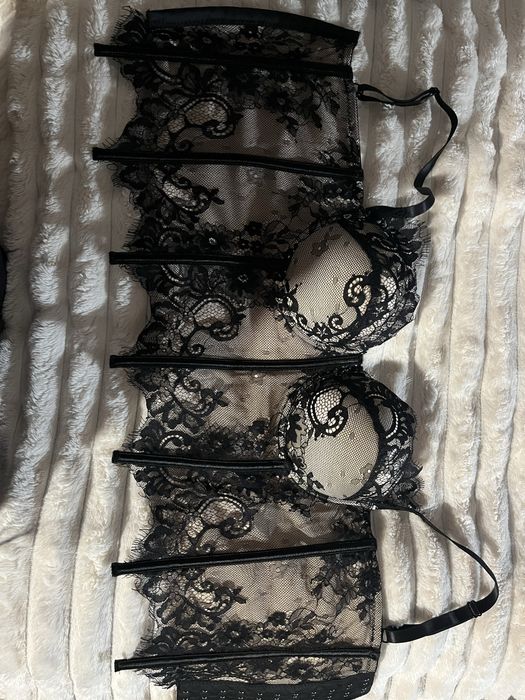 Корсет ажурний чорно-бежевий