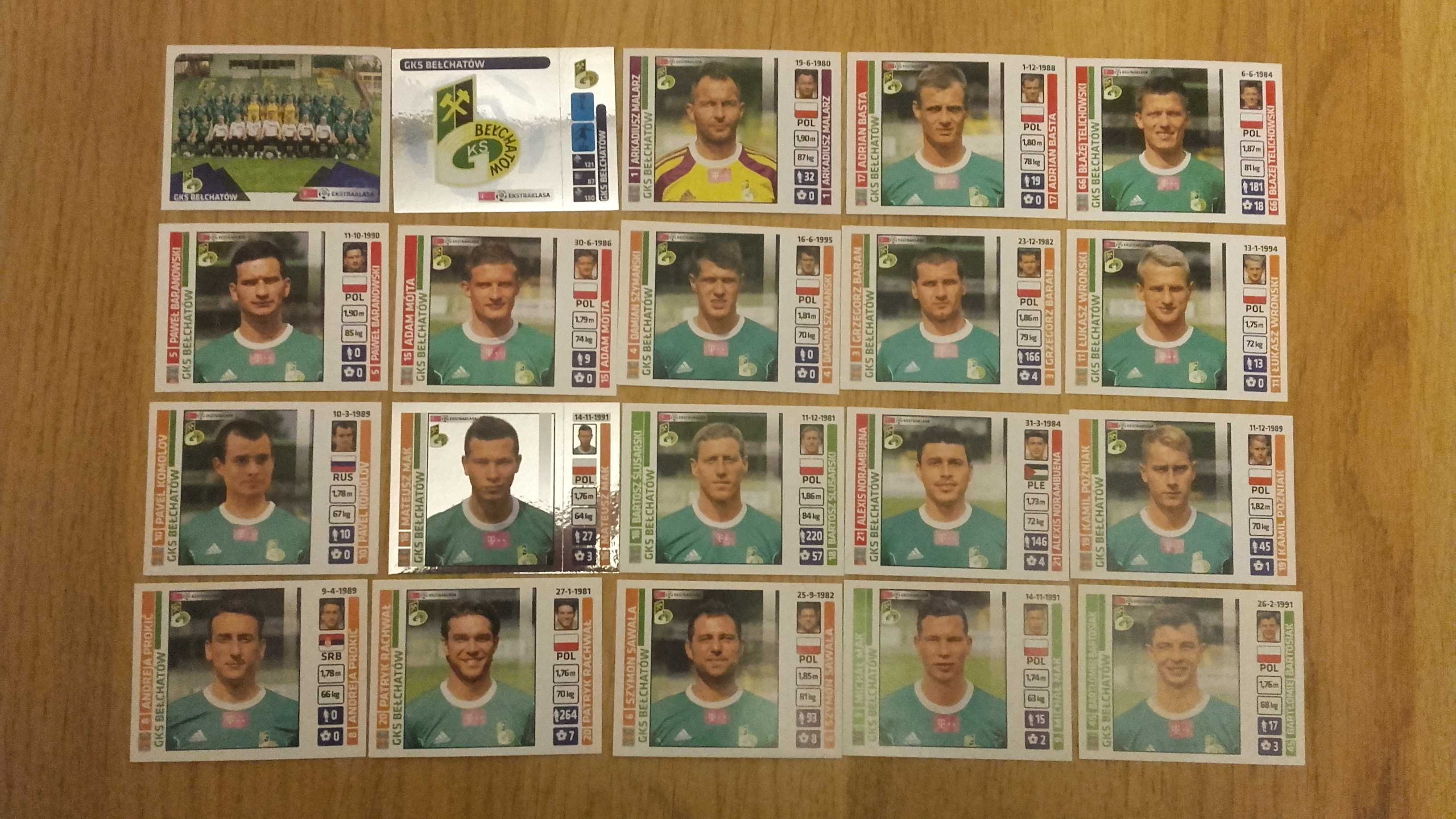 panini naklejki ekstraklasa 2015 gks bełchatów komplet