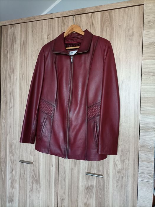 Bordowa kurtka skórzana damska skóra naturalna rozmiar 44 Carlo Sarti