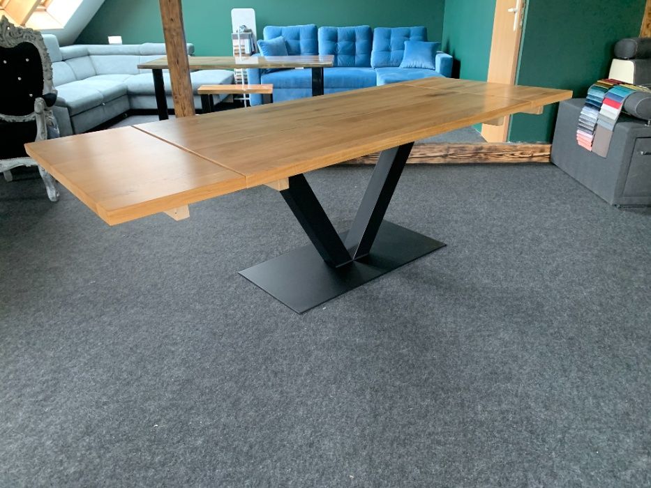 Stół lity dąb 280x90 rozkładany LOFT