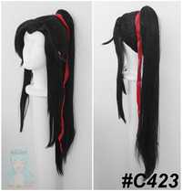 Czarna peruka z kitką długa cosplay wig Wei Wuxian z Mo Dao Zu Shi