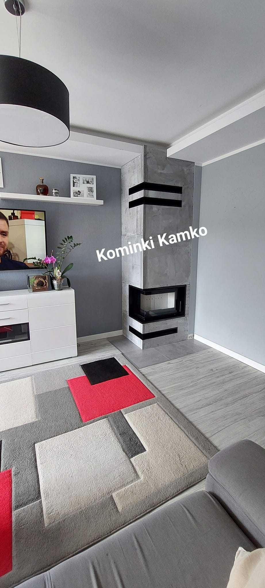 Kominki Kamko - wkład narożny Kratki Simple stalowy 6kW + zabudowa.