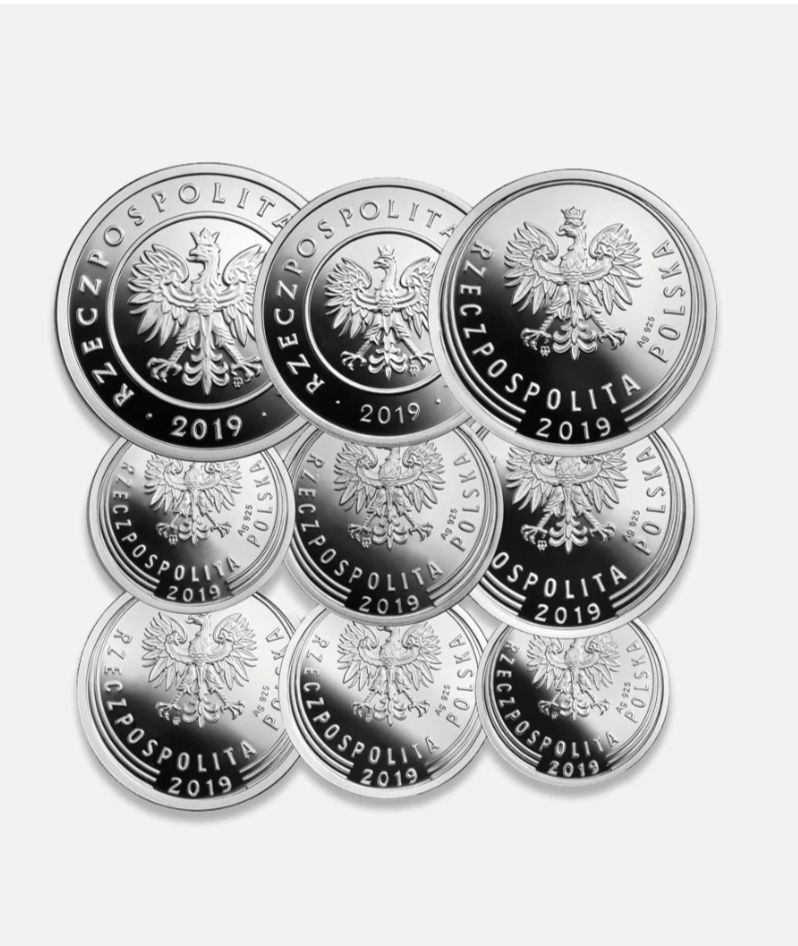 100 lat złotego - zestaw serbrych moneta NBP