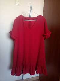 Czerwona sukienka L falbanki święta