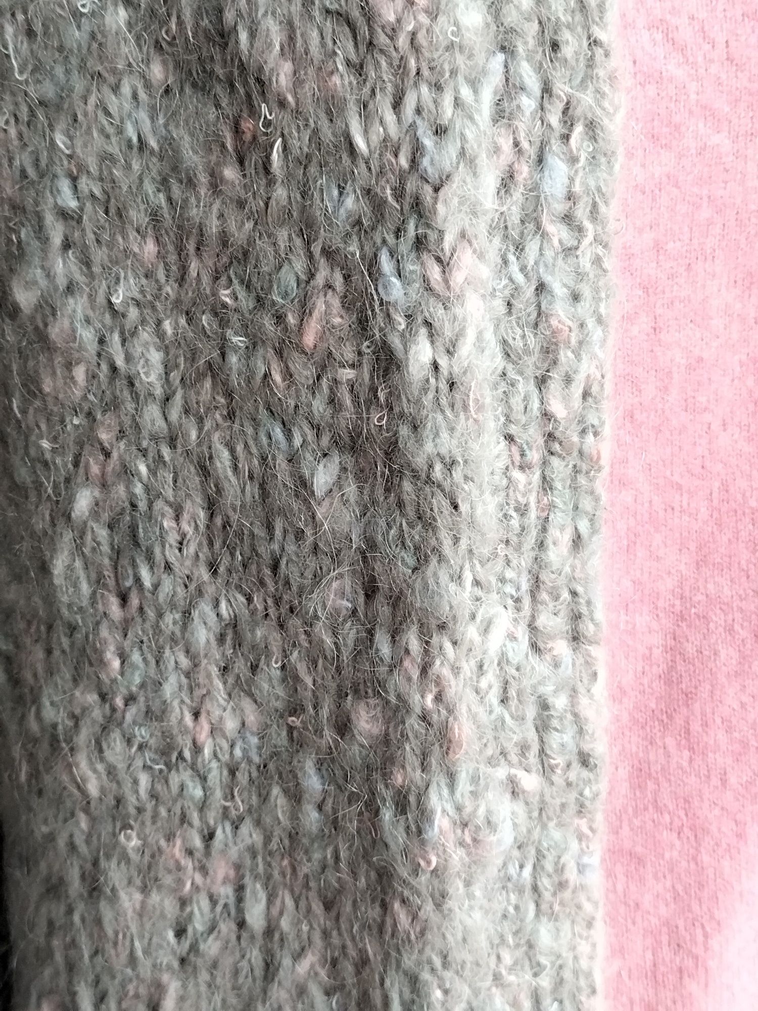 Długi gruby sweter, kardigan z kieszeniami handmade 42/ 44