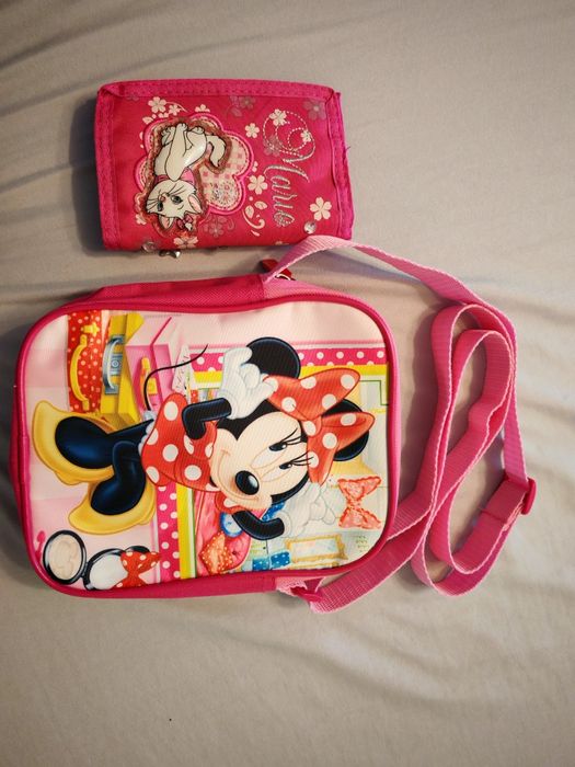 Różowa torebka torebeczka dla dziewczynki z Myszką Mini portfel