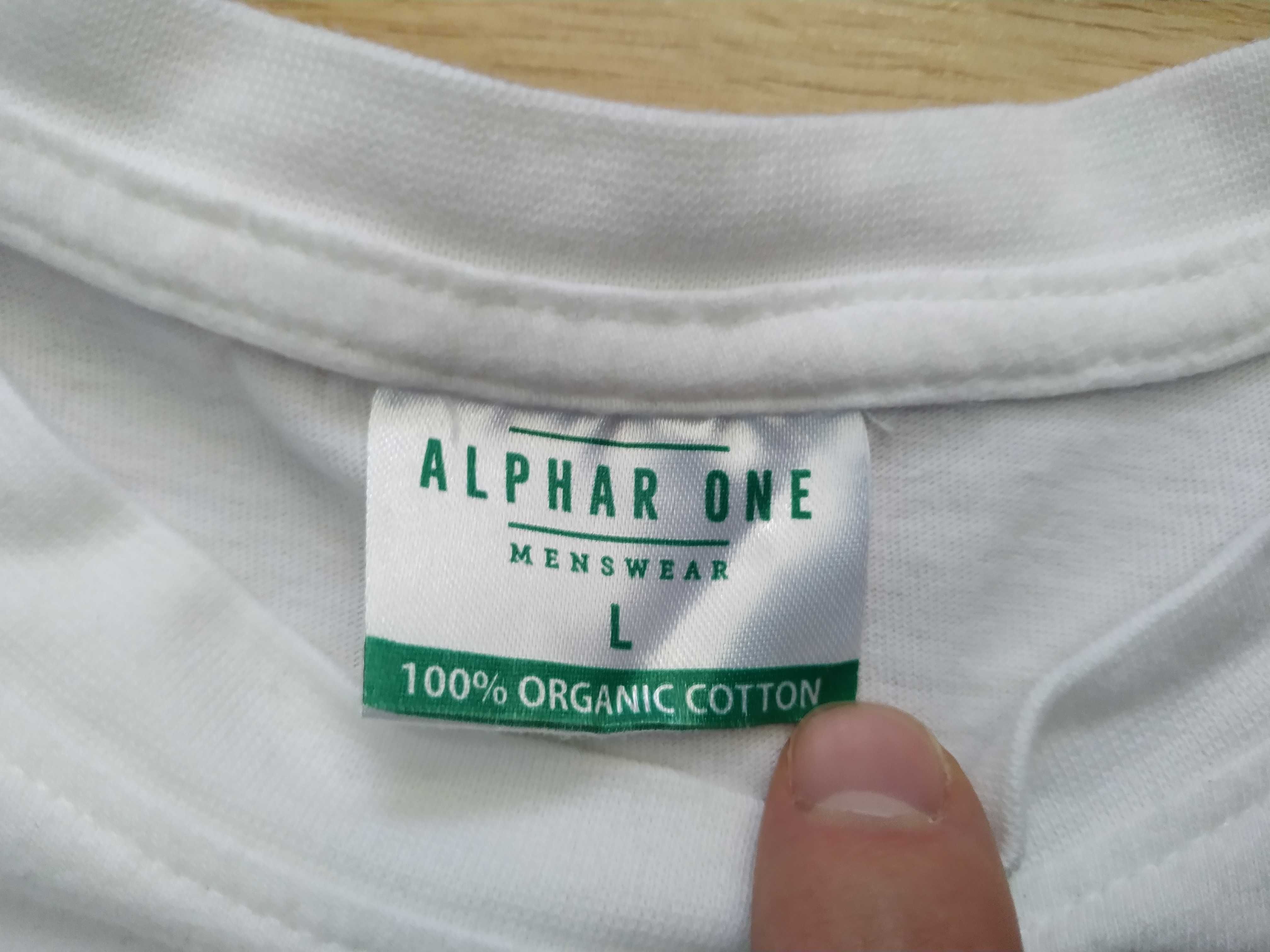 Biały T-shirt z nadrukiem z Krótkim Rękawem Męski Alphar One Rozmiar L