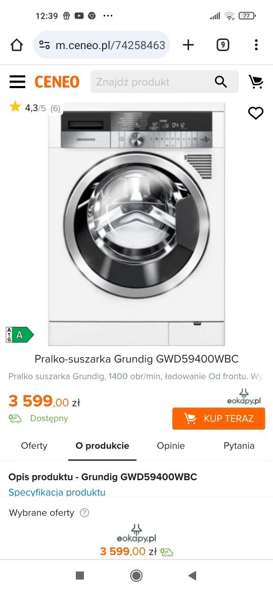 Pralko-suszarka Grundig na pompie ciepła! Gwarancja i transport ‼️