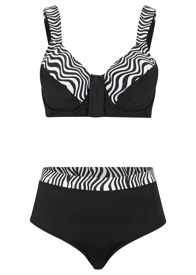 B.P.C bikini typu minimizer czarno-białe we wzory na fiszbinach 52 (10
