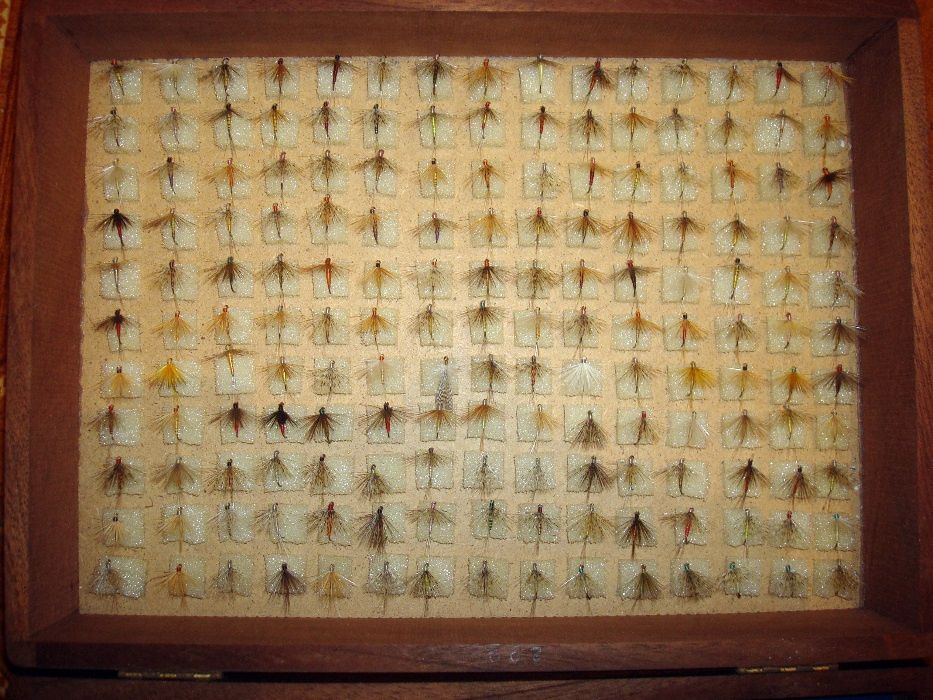Caixa de moscas para pesca á truta