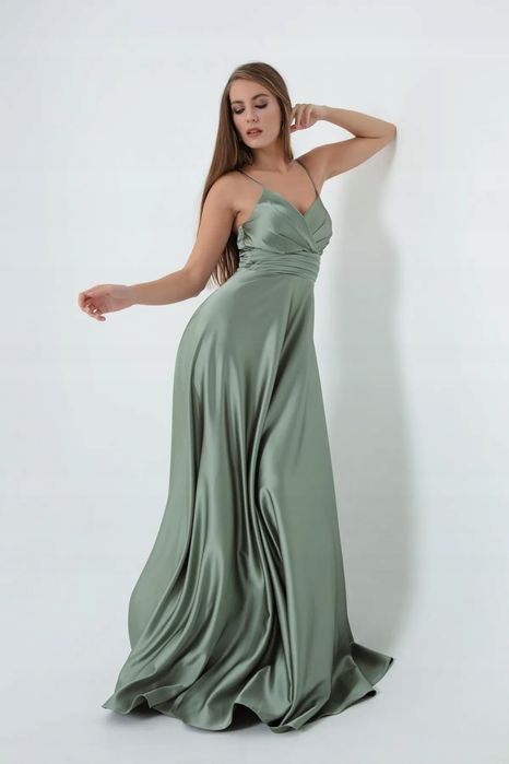 Lafaba 38 M Miętowa Sukienka Maxi Balowa J28415