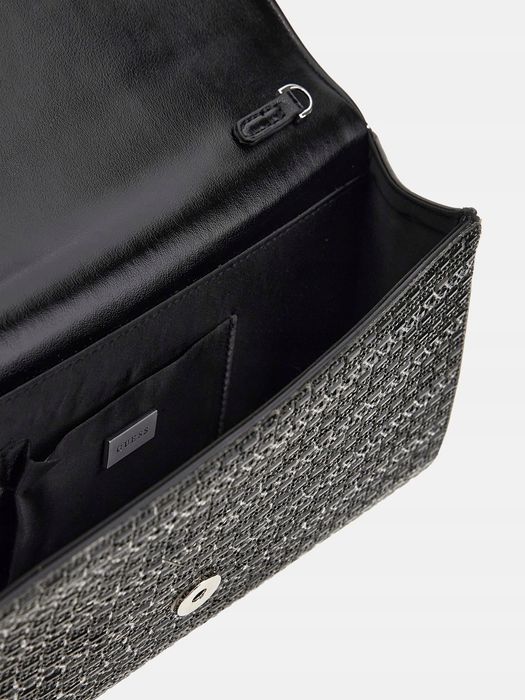 Guess Torebka Kopertówka Czarna Koraliki Diamencki Zdobiona Dofy T544
