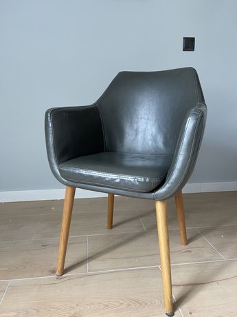 Krzesło szare skóra fotel skórzany
