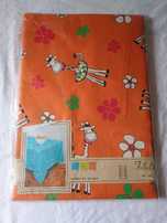 Toalha de mesa cor de laranja com girafas, nova