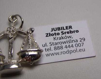 Srebrna zawieszka waga zodiak znak zodiaku