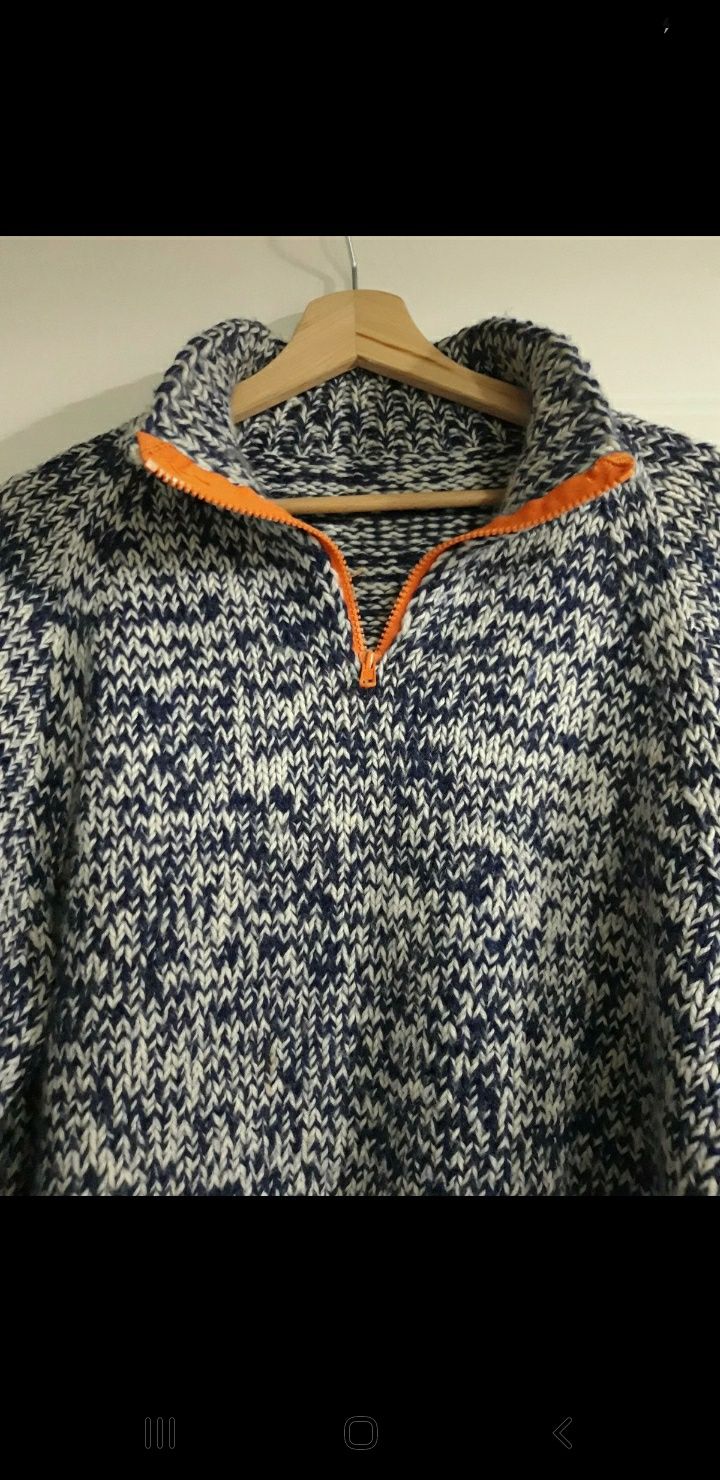 Sweter z dzianiny, rozmiar XL, męski, ciepły