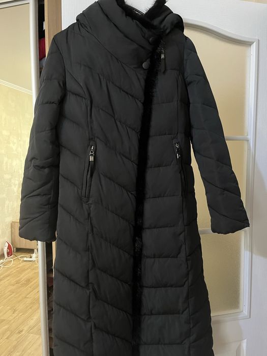 Пальто зима с натуральною норкою під пояс