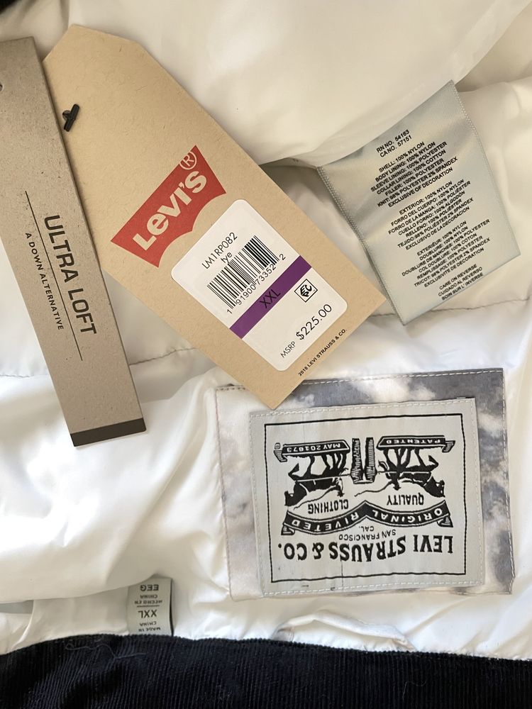 XXL 2XL 52 Levis пуховик куртка парка левіс левис білий белый серый