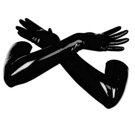 922/ Czarne długie rękawiczki M lateks latex czarne 0,4 mm bez zamków